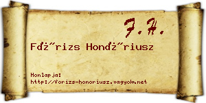 Fórizs Honóriusz névjegykártya